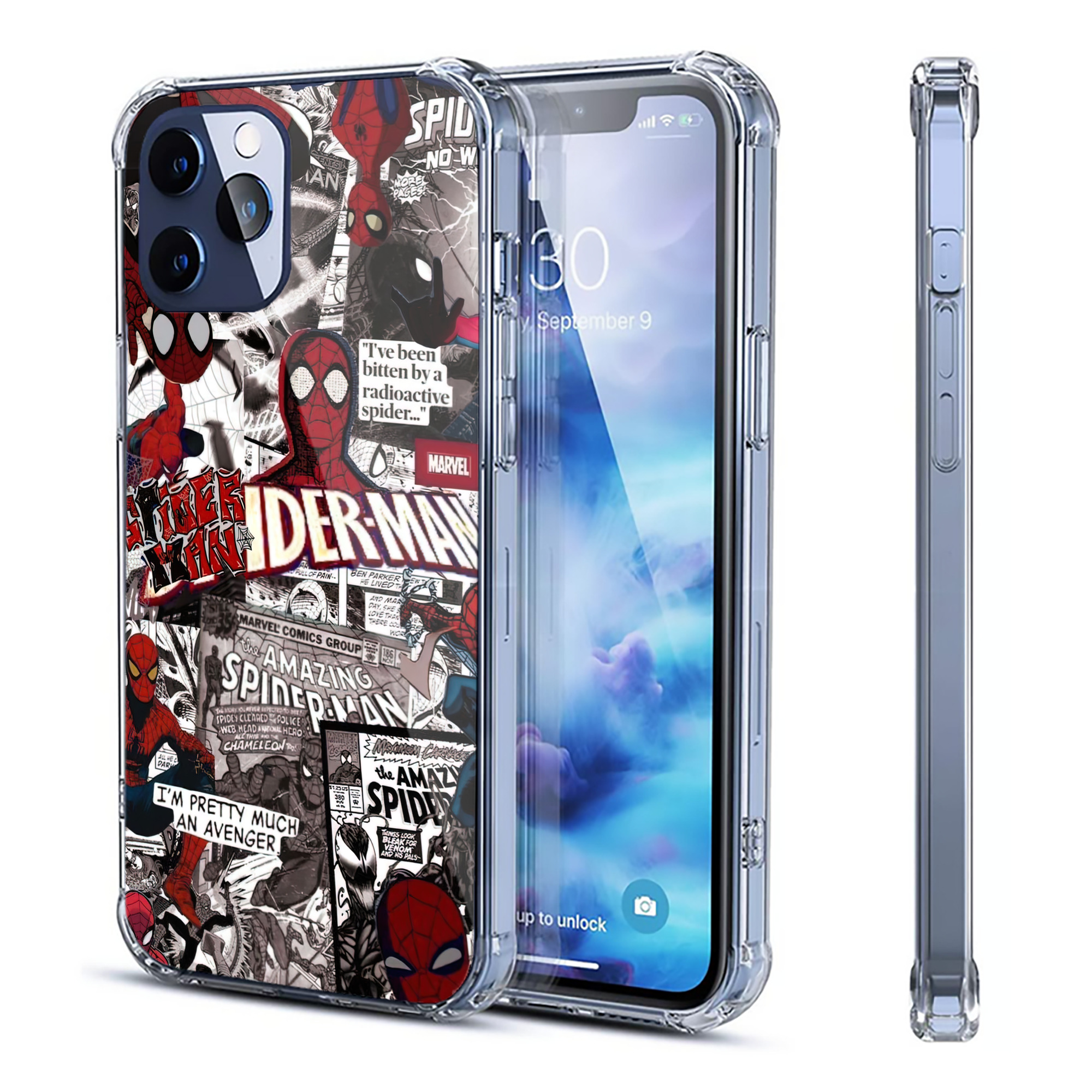 （画像用） Spider Man スパイダーマン 【iPhone 12シリーズ対応】透明スマホケース（クリアソフトケース）